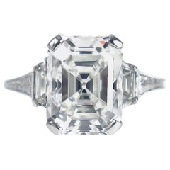 J. Birnbach GIA Certified 4.12 Carat F SI1 Emerald Cut Diamond Art Deco Ring