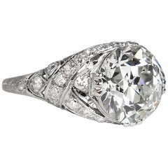 J. Birnbach GIA Certified 4.14 Carat Old European Cut Diamond Platinum Ring