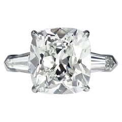 J. Birnbach GIA Certified 4.38 Carat H VS1 Cushion Brilliant Cut Diamond Ring