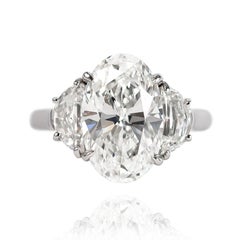 J. Birnbach 4.43 carat Oval Diamond Three-Stone Engagement Ring with Half Moons