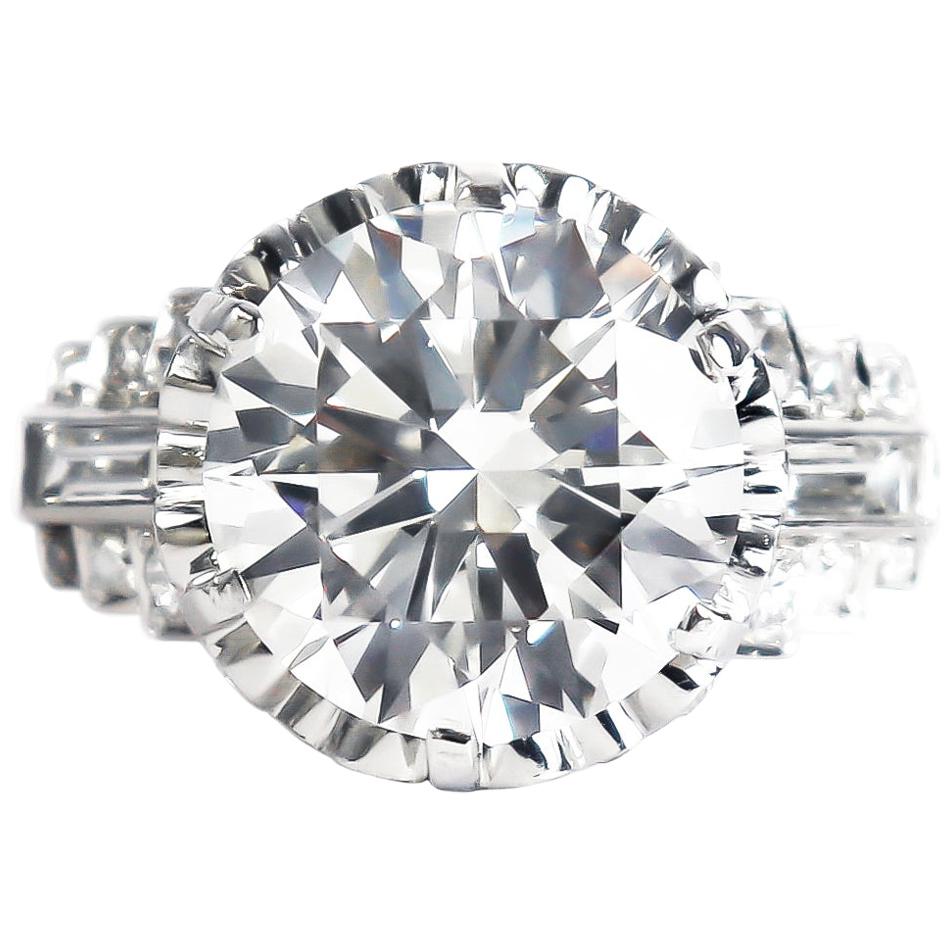 J. Birnbach GIA Certified 4.51 Carat I SI1 Round Brilliant Diamond Vintage Ring