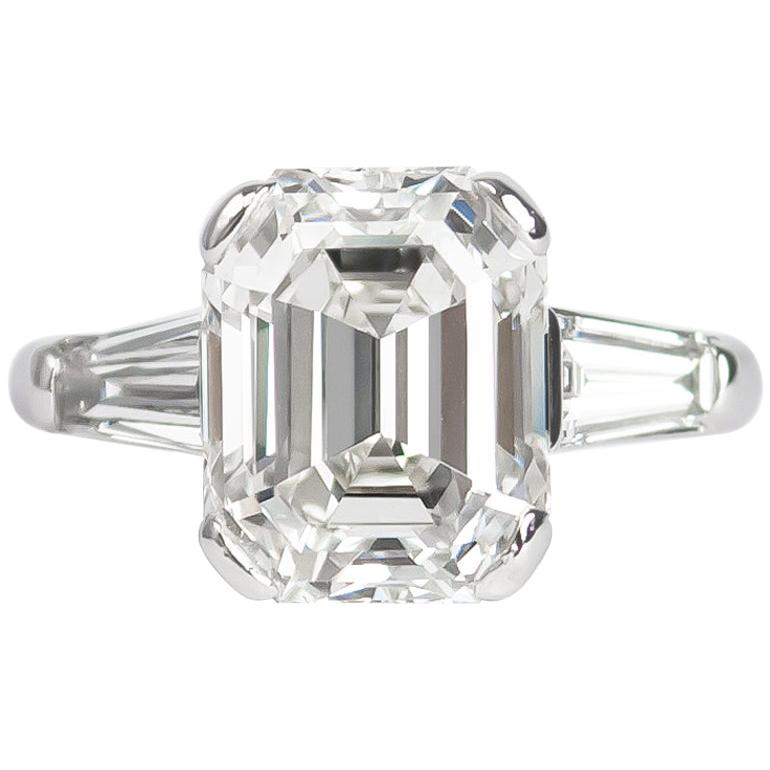 J. Birnbach GIA Certified 4.57 Carat Emerald Cut Diamond Ring