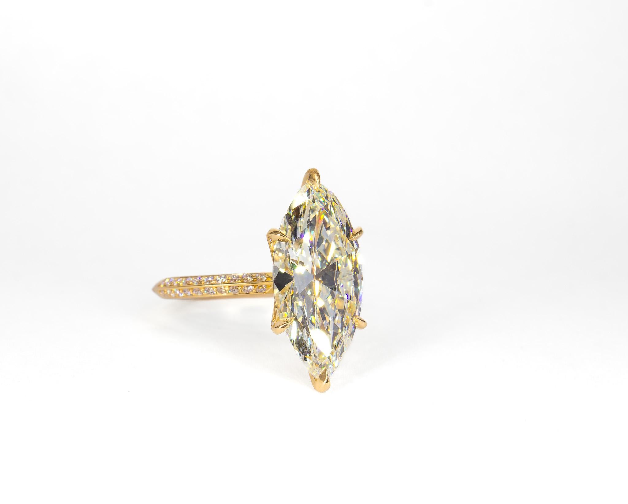 Contemporary J. Birnbach GIA Certified 4.57 Carat L VS1 Marquise Solitaire Engagement Ring For Sale