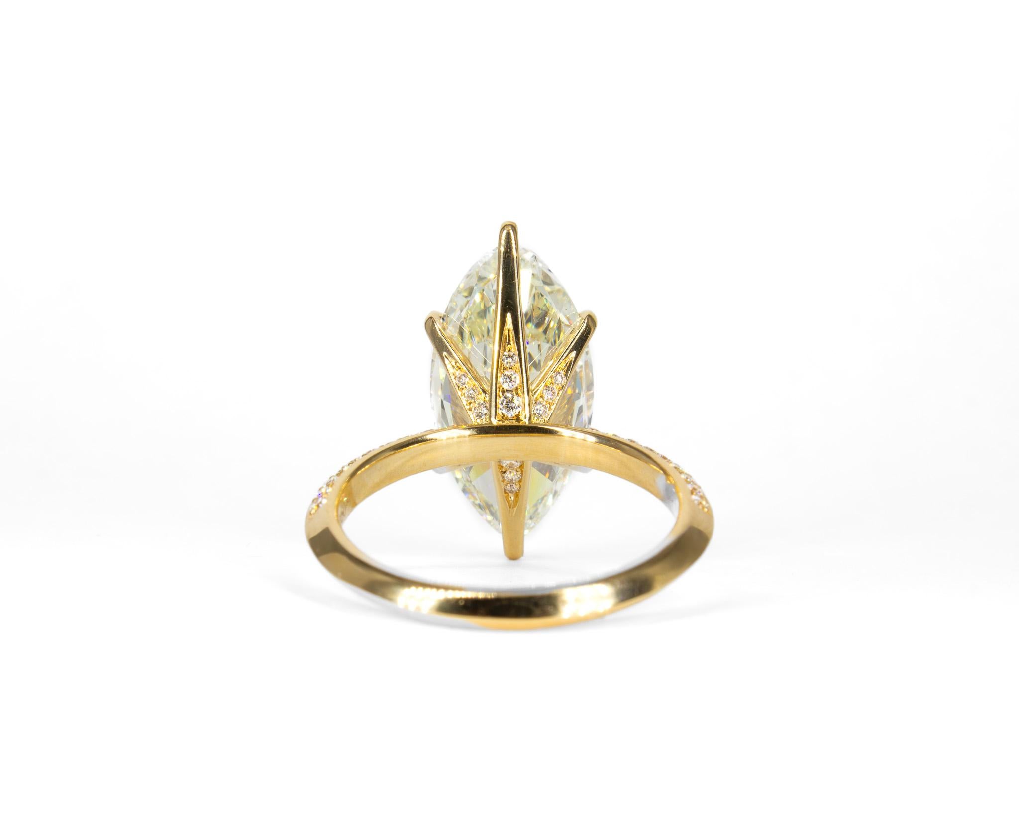 J. Birnbach GIA Certified 4.57 Carat L VS1 Marquise Solitaire Engagement Ring In New Condition For Sale In New York, NY
