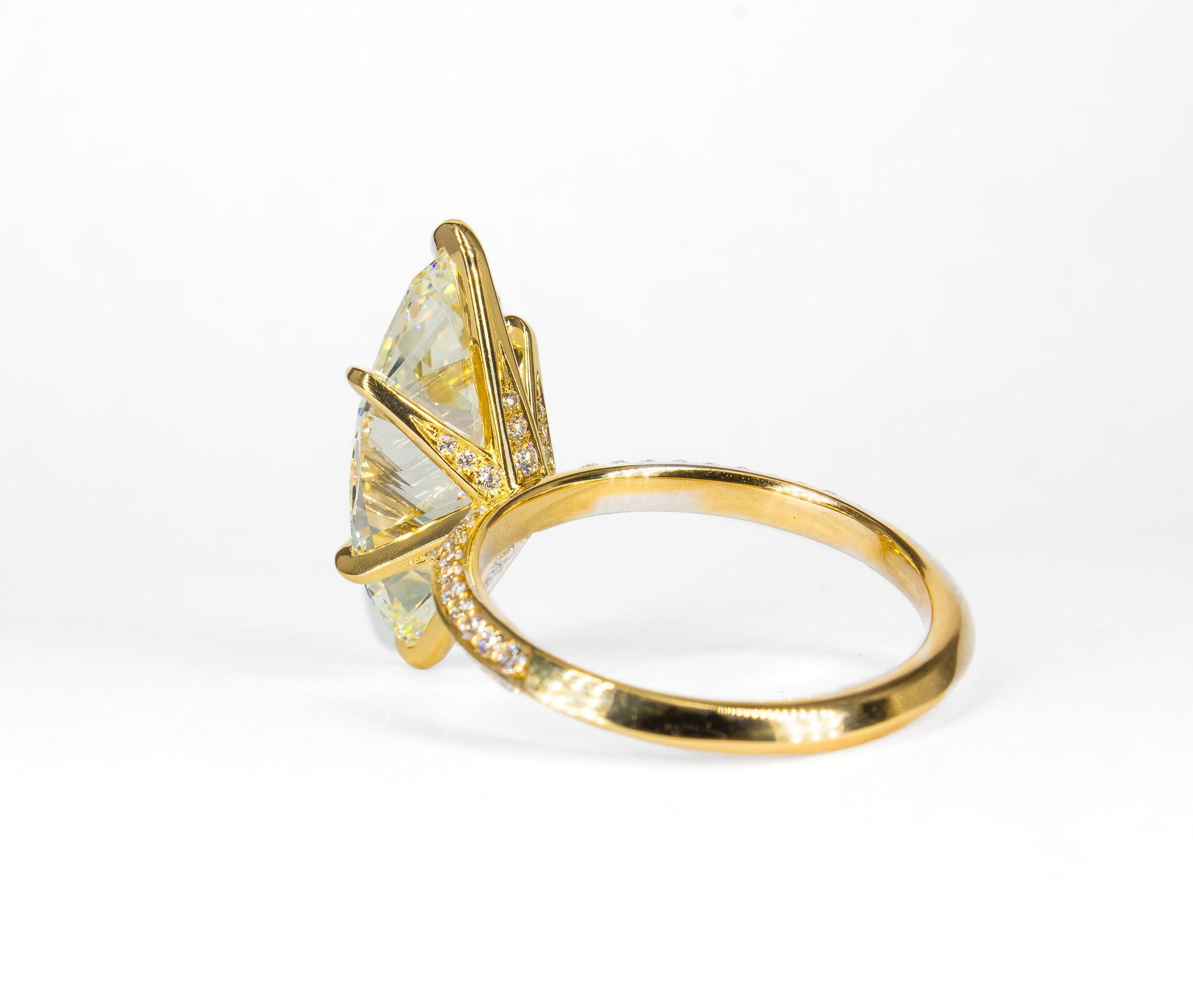 Women's or Men's J. Birnbach GIA Certified 4.57 Carat L VS1 Marquise Solitaire Engagement Ring For Sale