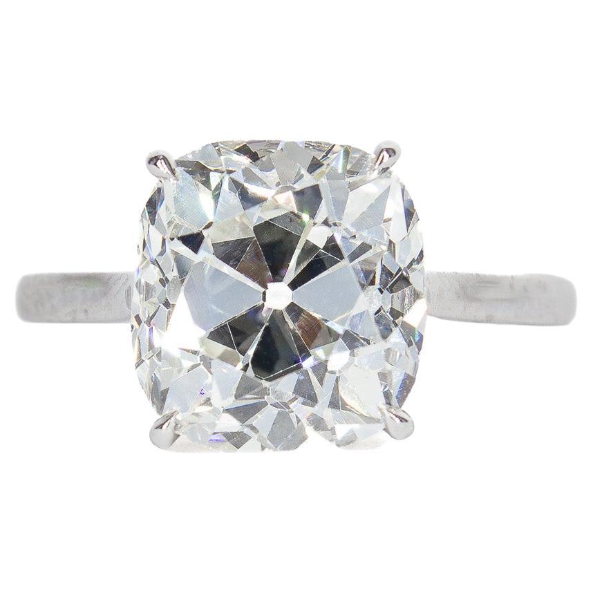 J. Birnbach GIA Certified 4.58 Carat K SI1 Old Mine Diamond Solitaire  Ring