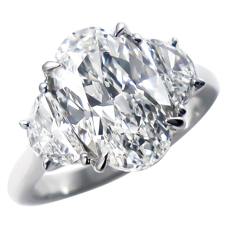 J. Birnbach 4.62 Carat GIA Certified E VS2 Oval Diamond Three-Stone Ring