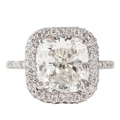 J. Birnbach GIA Certified 4.64 Carat Cushion Modified Brilliant Diamond Ring