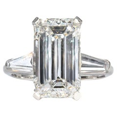 J. Birnbach GIA Certified 4.80 Carat Emerald Cut J VS2 Diamond Three-Stone Ring