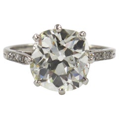 J. Birnbach GIA Certified 4.95ct Old Miner Cut Diamond and Platinum Ring