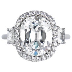 J. Birnbach GIA Certified 5.01 Carat E SI1 Cushion Brilliant Cut Diamond Ring