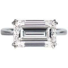 J. Birnbach GIA Certified 5.01 Carat F SI1 Emerald Cut Diamond Solitaire Ring