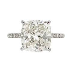 J. Birnbach GIA Certified 5.02 Carat Cushion Diamond Engagement Ring