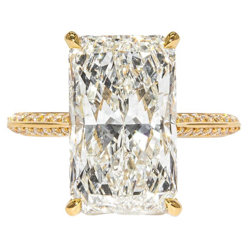 J. Birnbach Certified 5.03 Carat  Radiant Cut Diamond Solitaire Ring