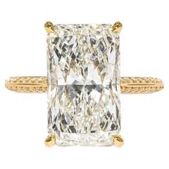 J. Birnbach Certified 5.03 Carat  Radiant Cut Diamond Solitaire Ring