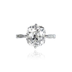 J. Birnbach GIA zertifiziert 5::05 Karat E SI1 Altminenschliff Diamantring