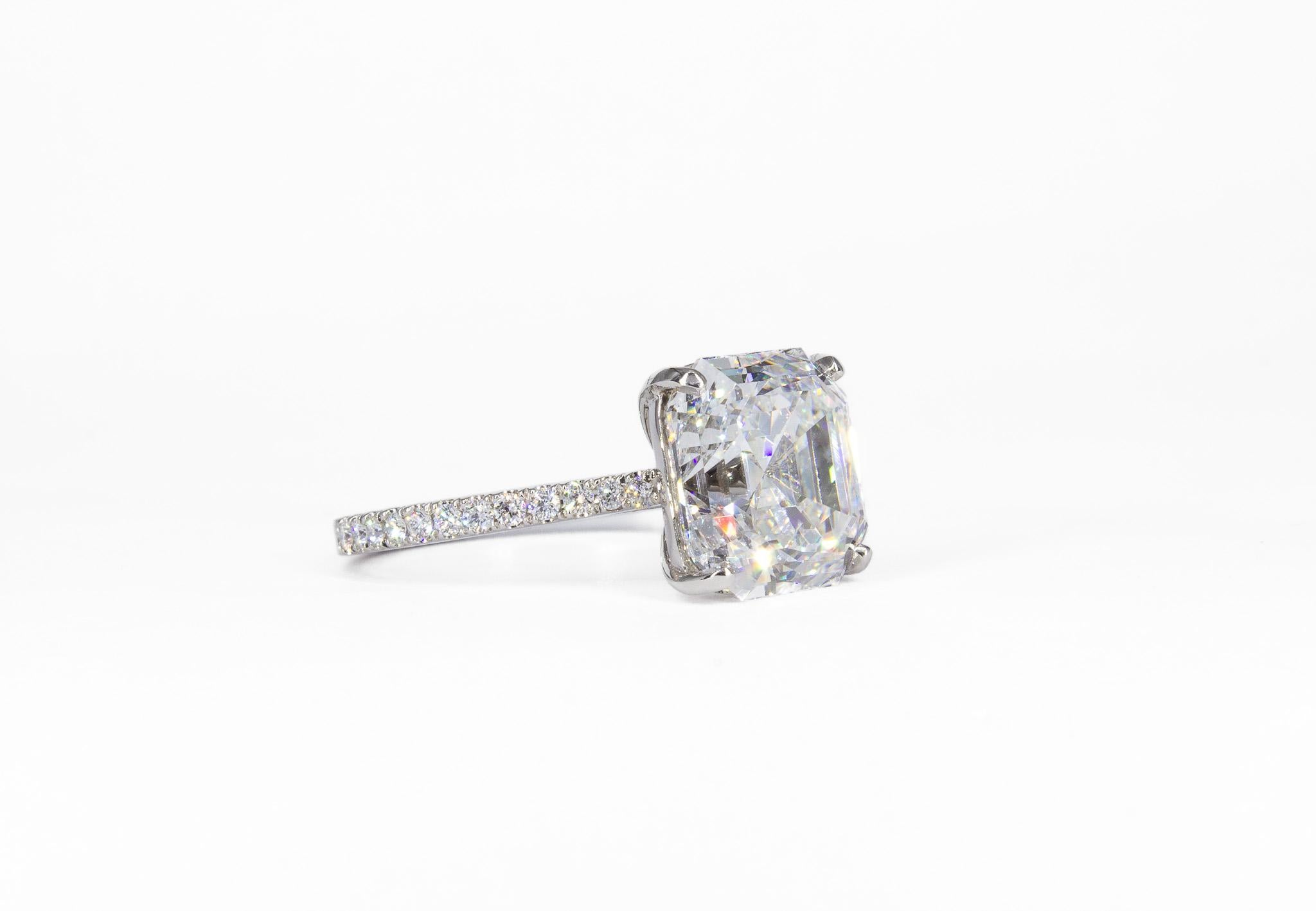 J. Birnbach Anillo de compromiso de diamantes de corte Asscher de 5,06 quilates E SI2 con certificación GIA Corte Asscher en venta