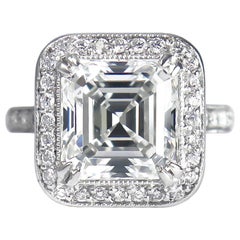 J. Birnbach GIA Certified 5.20 Carat H VS2 Asscher Cut Diamond Pavé Ring