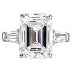 J. Birnbach GIA Certified 5.43 Carat E VVS2 Emerald Cut Diamond Ring