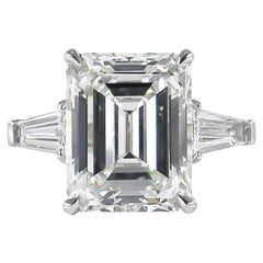 J. Birnbach GIA Certified 5.49 Carat Emerald Cut Diamond Three-Stone Ring