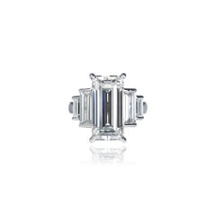 J. Birnbach GIA Certified 5.61 Carat Emerald Cut Diamond Art Deco Style Ring