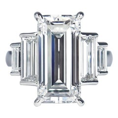 J. Birnbach GIA zertifiziert 5::61 Karat Smaragdschliff Diamant Art Deco Stil Ring
