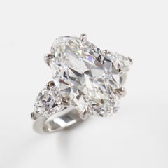 J. Birnbach 6.68 ct Oval Three Stone Engagement Ring with Pear Shape Side Stones