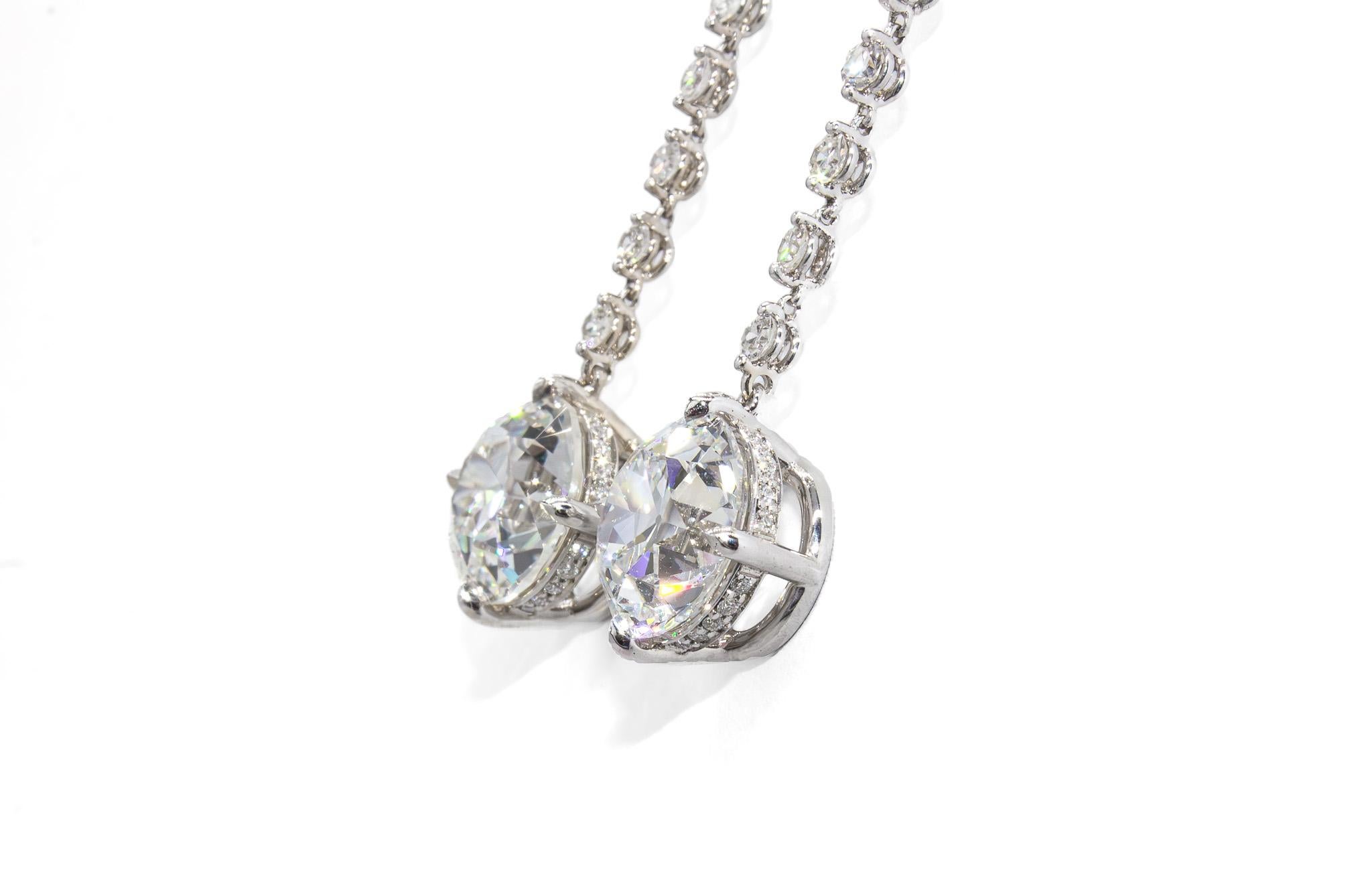 Taille vieille Europe J. Birnbach, pendants d'oreilles en diamants européens anciens certifiés GIA de 6,91 carats au total en vente
