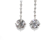 J. Birnbach GIA Certified 6.91 Carat Total Old European Diamond Drop Earrings