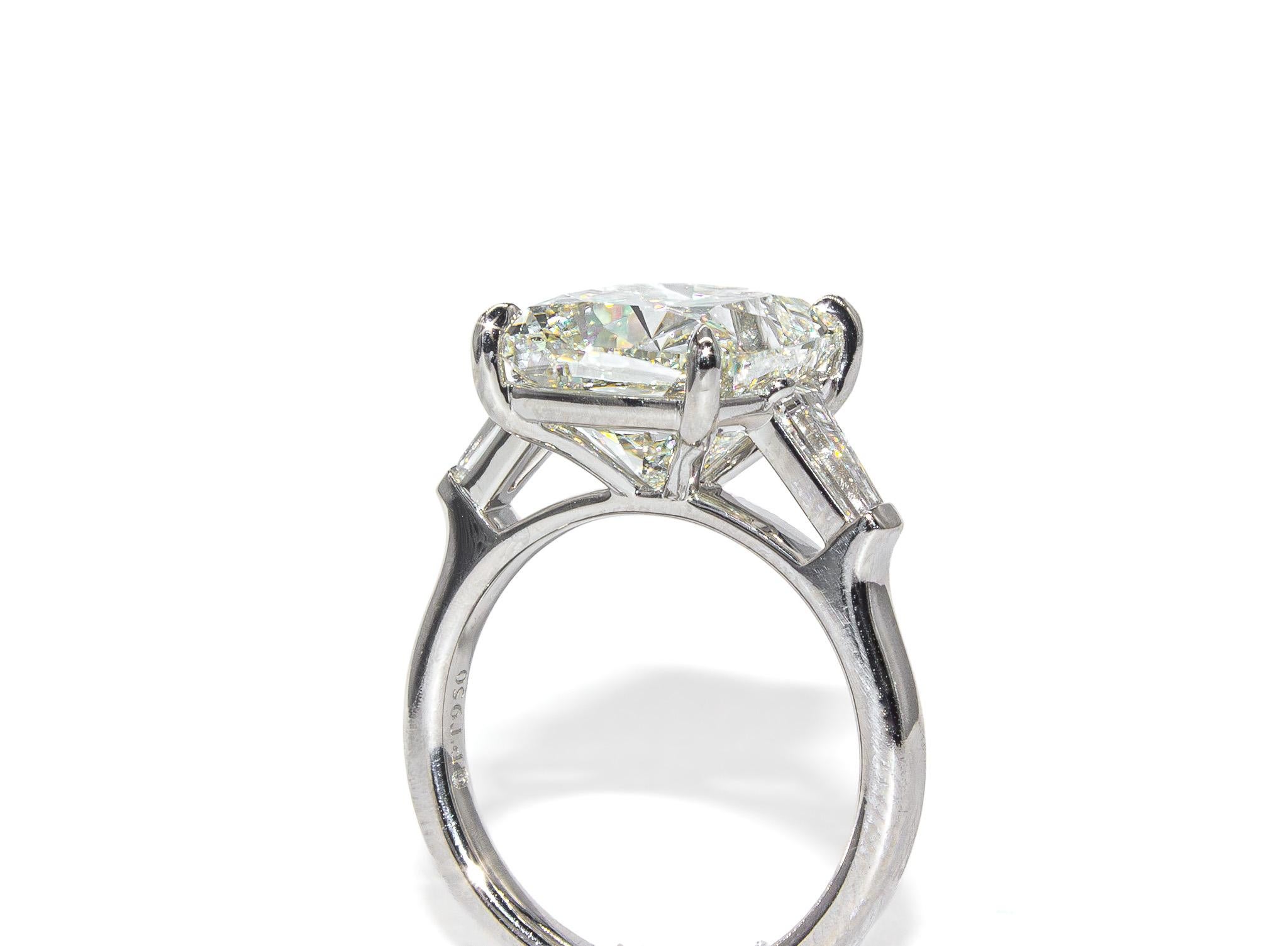 Women's or Men's J. Birnbach GIA Certified 7.02 Carat Cushion Cut Diamond Three-Stone Ring For Sale