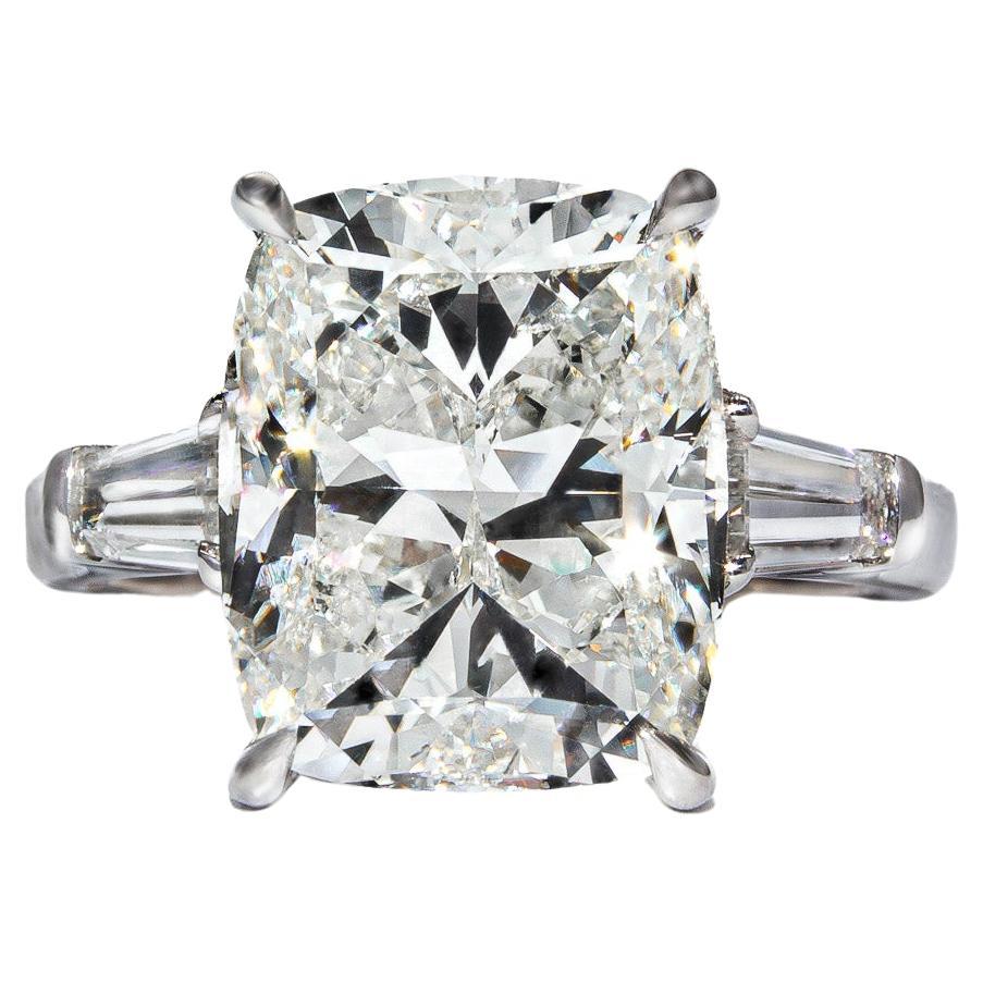 J. Birnbach GIA Certified 7.02 Carat Cushion Cut Diamond Three-Stone Ring