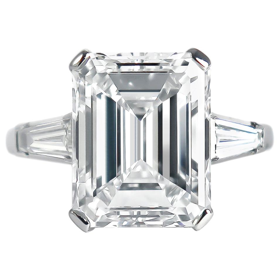 J. Birnbach GIA Certified 7.20 Carat F VVS2 Emerald Cut Diamond Ring