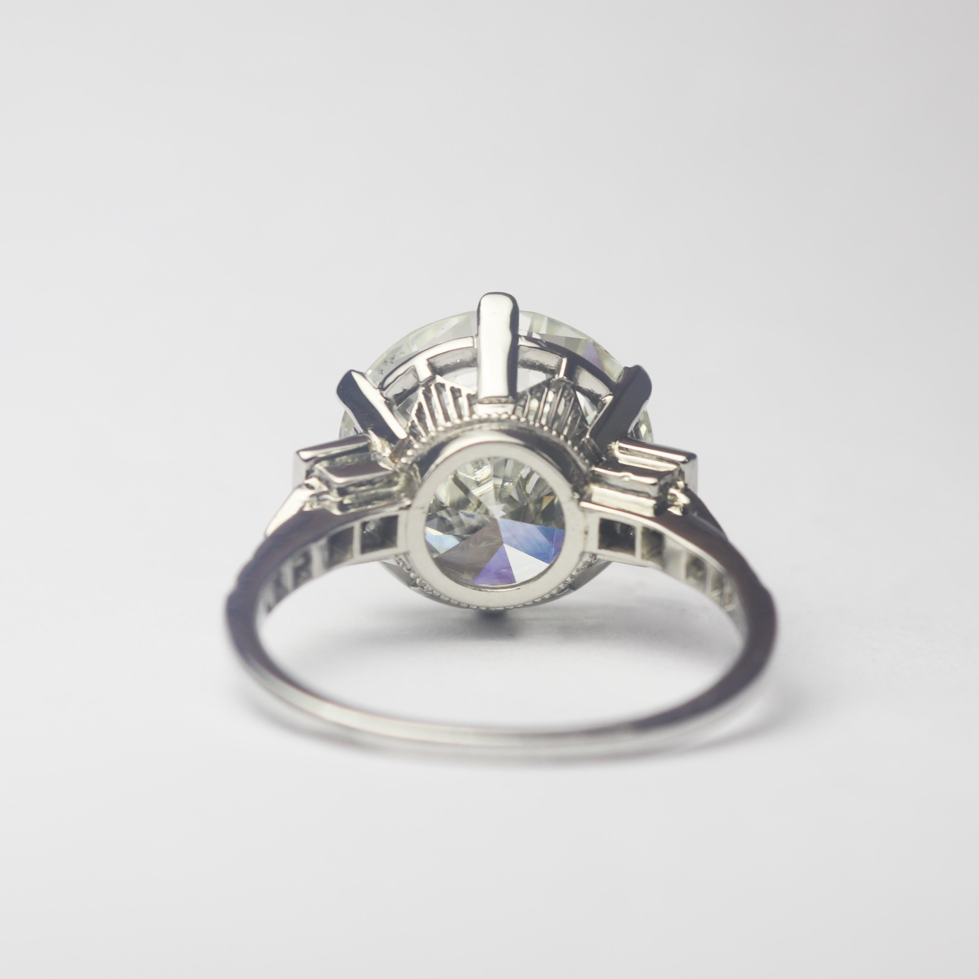 Round Cut GIA Certified 7.82 Carat Round Brilliant Cut Diamond Art Deco Style Ring
