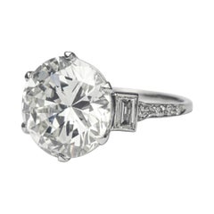 GIA Certified 7.82 Carat Round Brilliant Cut Diamond Art Deco Style Ring