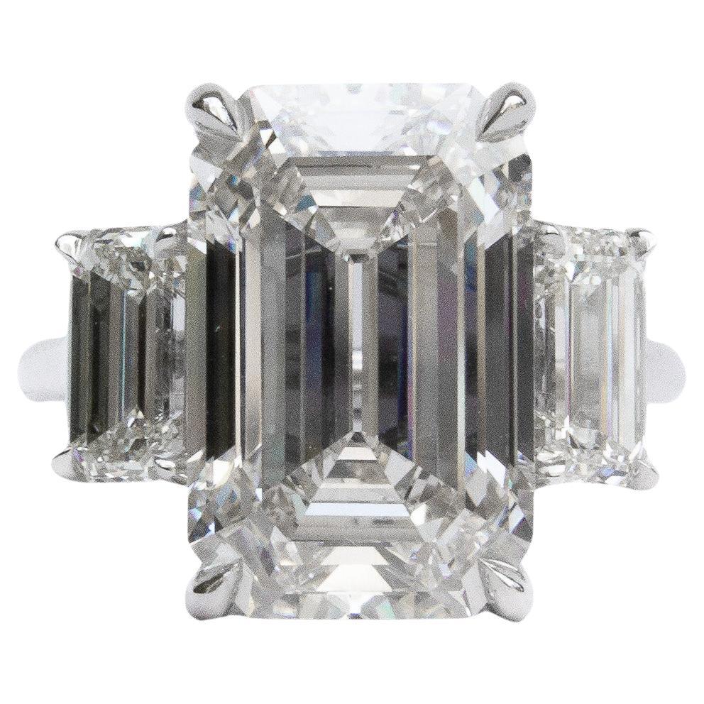 J. Birnbach GIA Certified 8.04 Carat Emerald Cut Diamond Three-Stone Ring