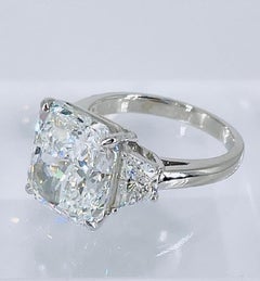 J. Birnbach GIA Certified 8.29 carat E SI1 Radiant Cut Diamond Three Stone Ring