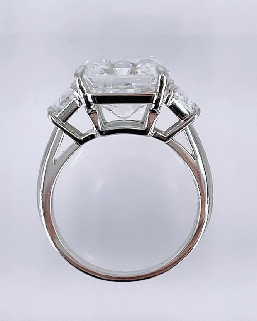 Women's J. Birnbach GIA Certified 8.29 carat E SI1 Radiant Cut Diamond Three Stone Ring