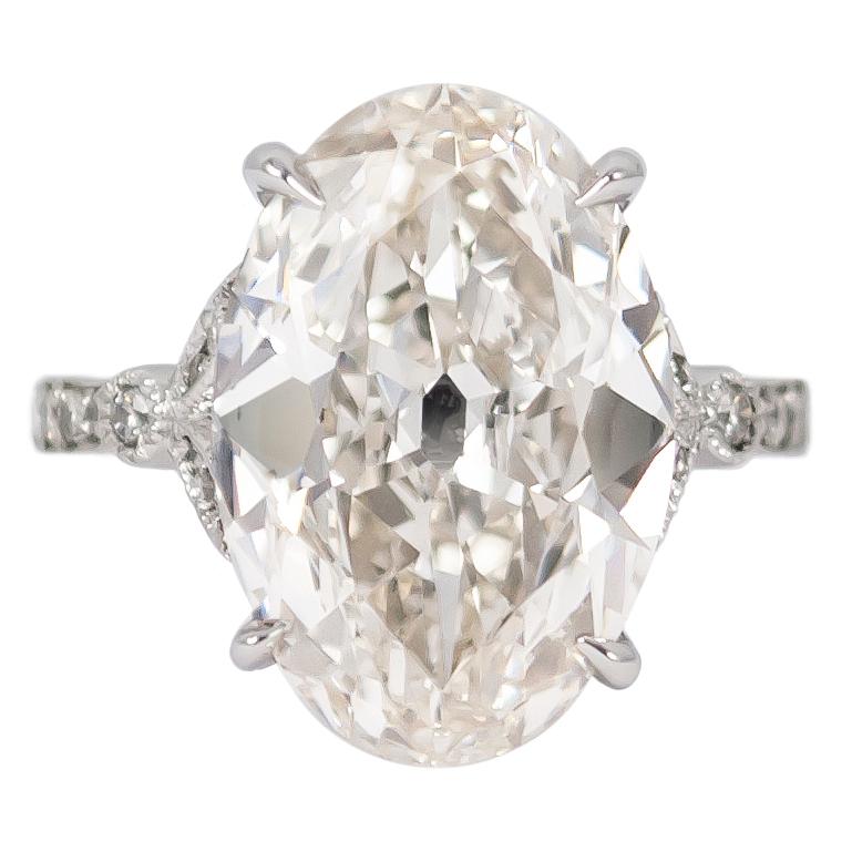 J. Birnbach  8.56 Carat Oval Cut Diamond Antique Style Engagement Ring For Sale