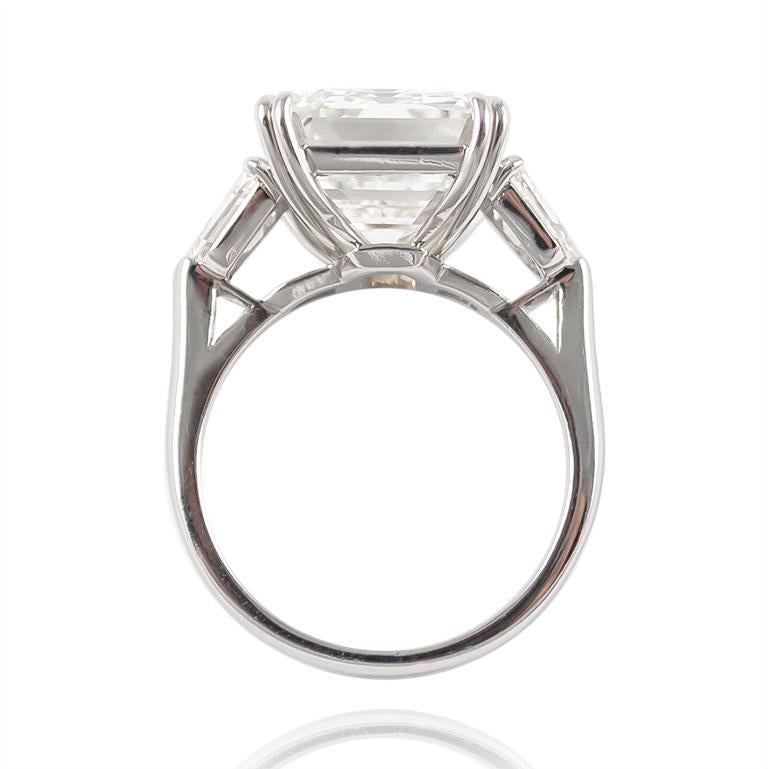 Women's or Men's J. Birnbach GIA Certified 8.63 Carat Emerald Cut Three-Stone Ring
