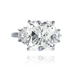 J. Birnbach GIA Certified 9.01 Carat Cushion Brilliant Diamond Three-Stone Ring