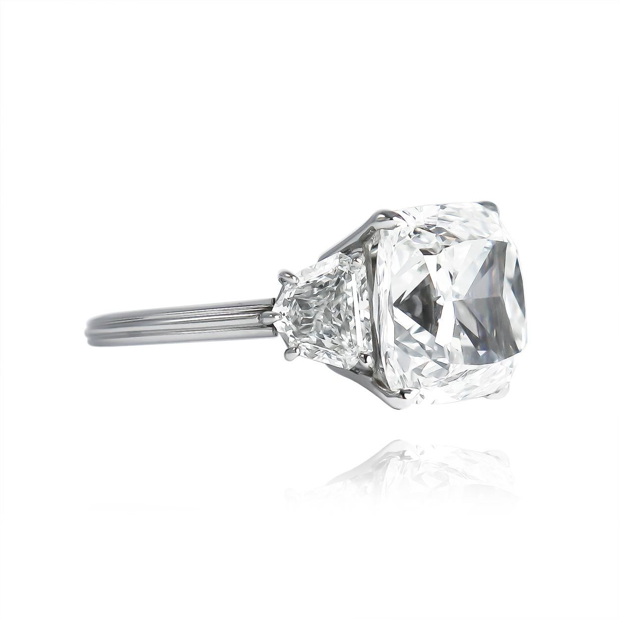 Contemporary J. Birnbach GIA Certified 9.01 Carat Cushion Brilliant Diamond Three-Stone Ring