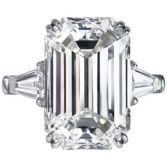 J. Birnbach GIA Certified 9.23 Carat F VVS1 Emerald Cut Three-Stone Ring