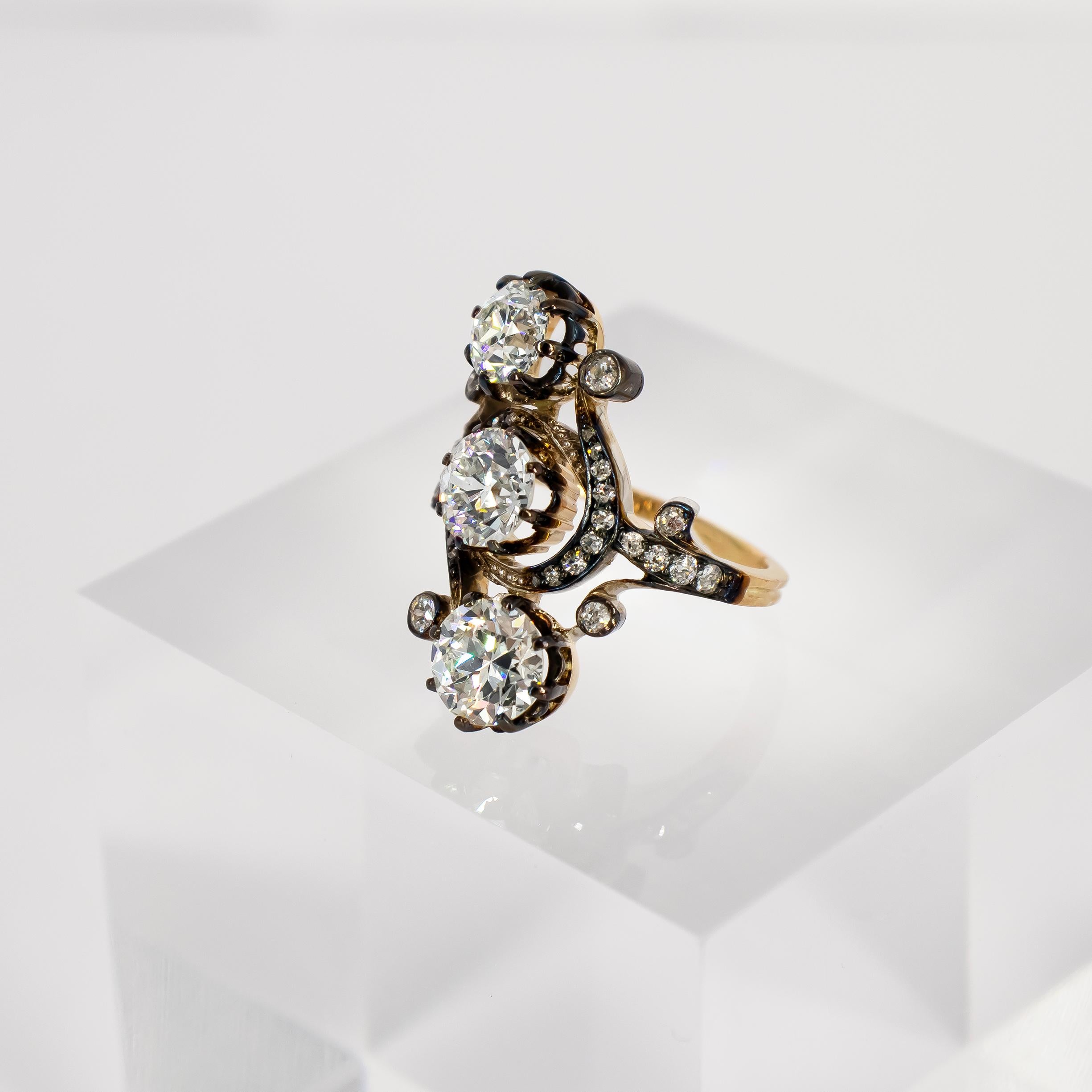 Art Deco J. Birnbach GIA Certified Antique Filigree Diamond Ring = 3.37 CTW For Sale
