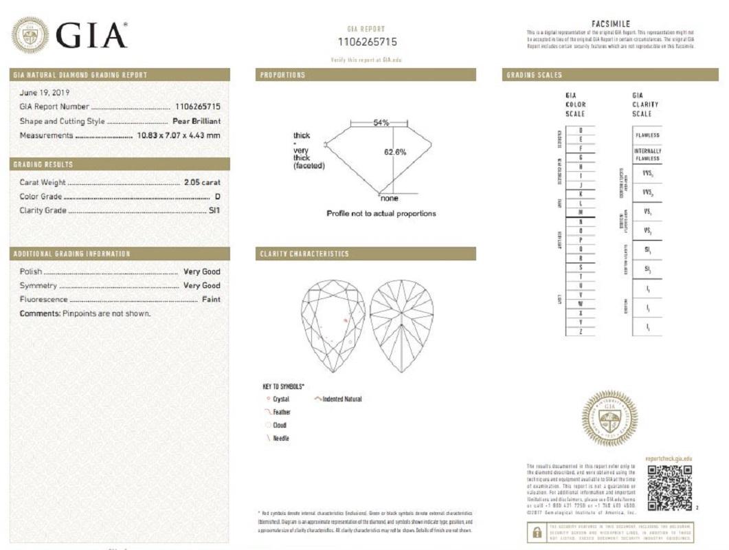 J. Birnbach GIA zertifiziert D Farbe 6.53 Karat Birne Form Diamant Tropfen Ohrringe im Angebot 1
