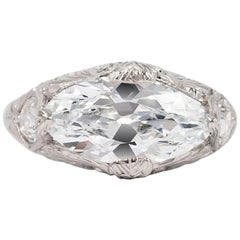 J. Birnbach GIA Certified E VVS2 2.52 Carat Antique Marquise Ring