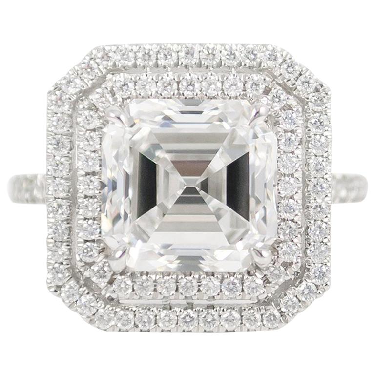 J. Birnbach GIA Certified F VVS1 4.09 Carat Asscher Cut Diamond Ring