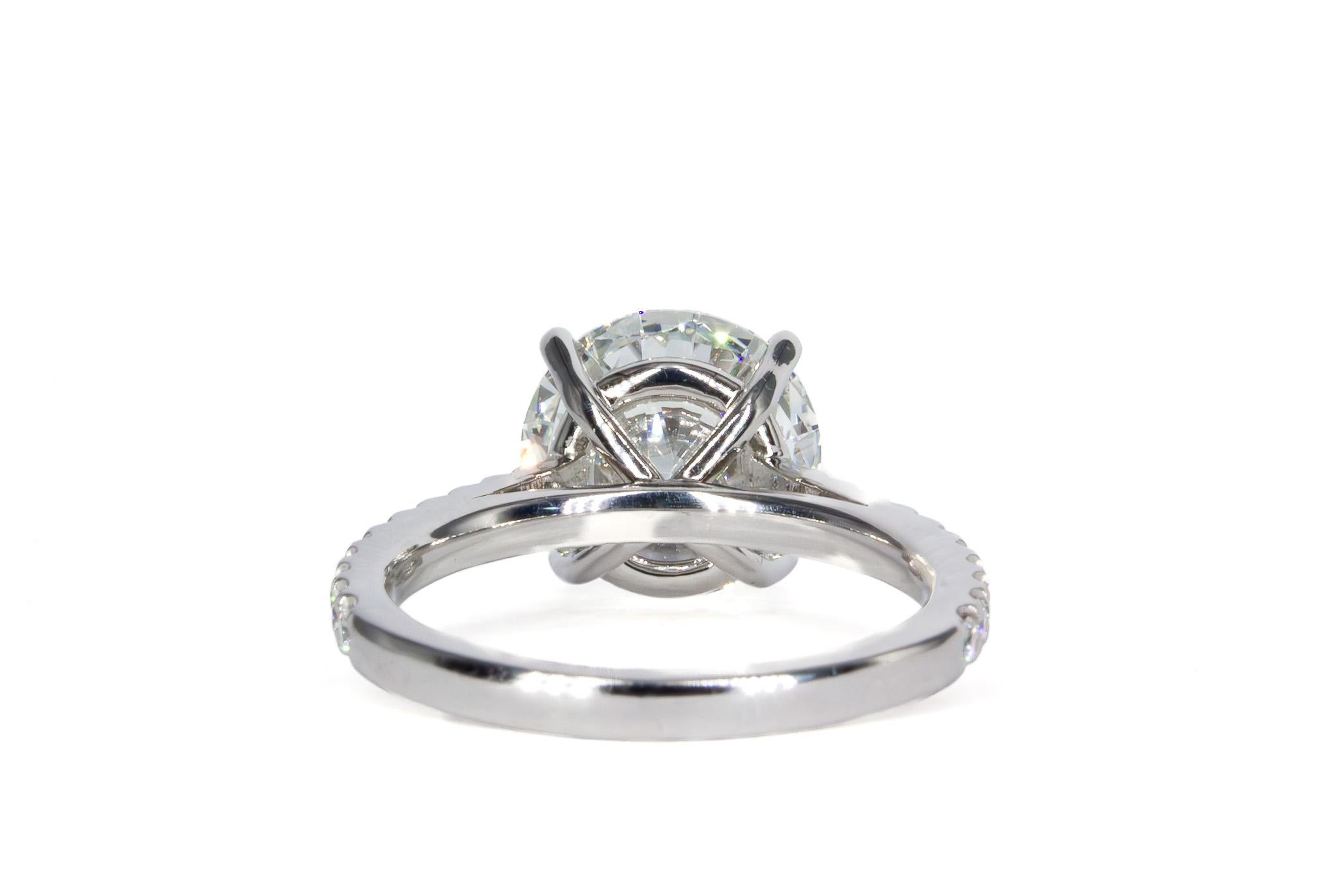 Round Cut J. Birnbach GIA Certified G VS1 4.50 Carat Round Brilliant Diamond Ring For Sale