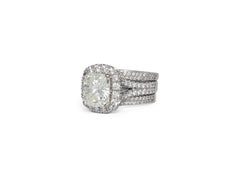 J. Birnbach GIA Certified K SI2 Cushion Cut Diamond Halo Ring (bague de halo à diamant taillé en coussin)