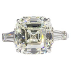 J. Birnbach GIA zertifizierter K VS2 7,00 Karat Diamantring mit drei Steinen im Asscher-Schliff