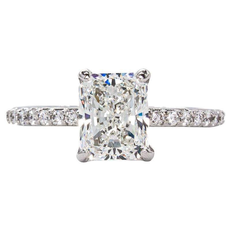 J. Birnbach GIA Certified1,70 Quilates I VS2 Anillo solitario de diamantes de talla radiante